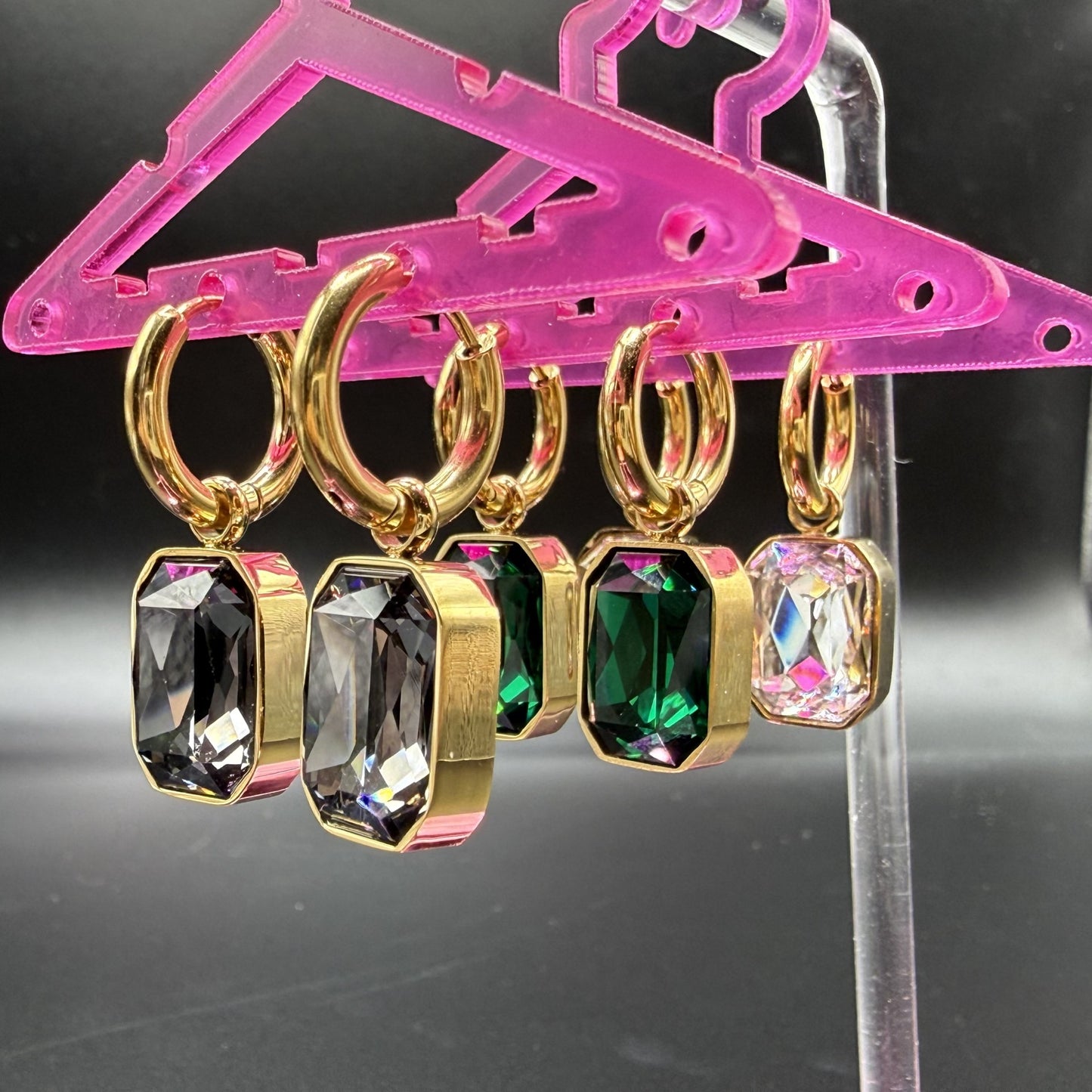 Emerald Celebration Crystal Drop Earrings in Gold - NOSTRUM