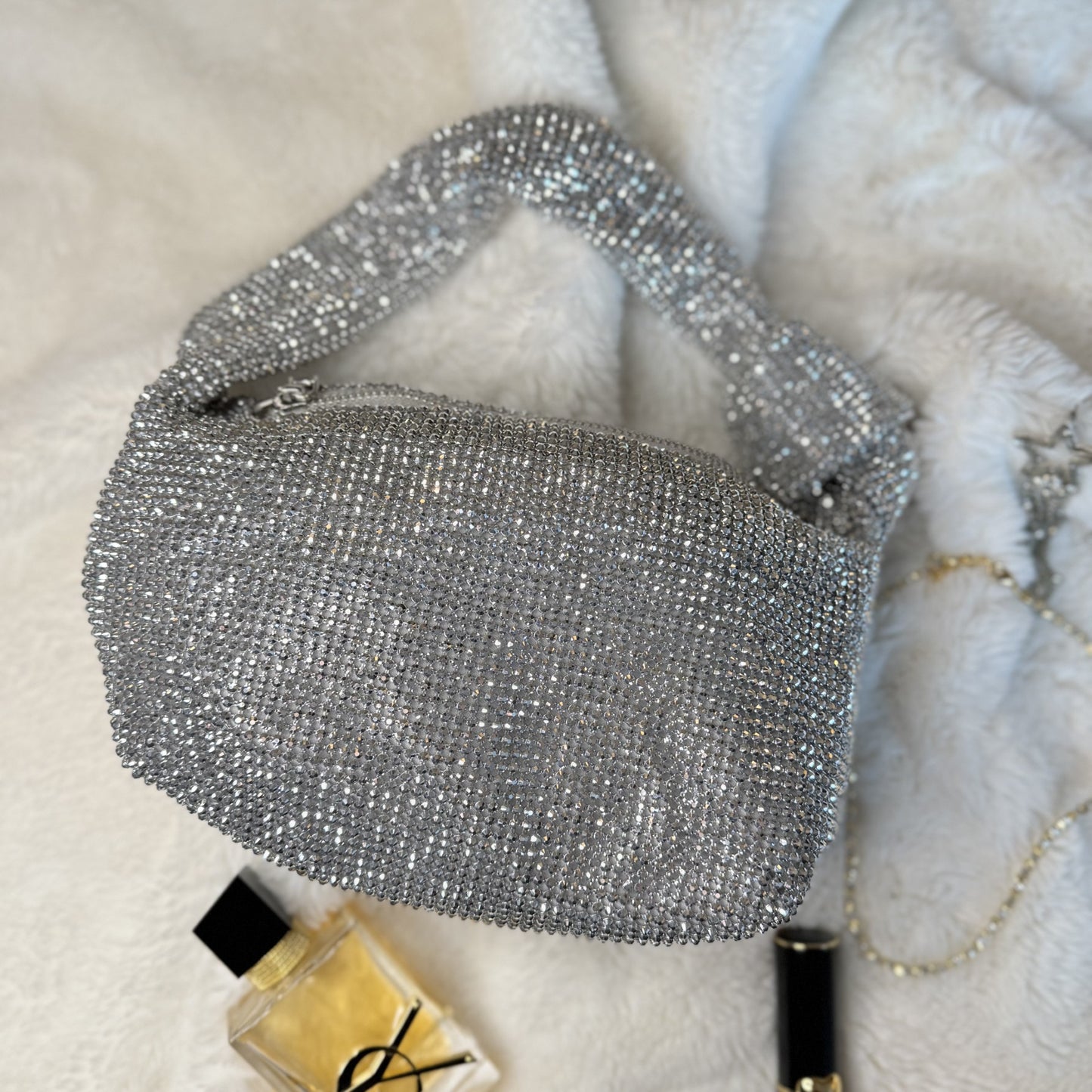 Silver Handheld Sparkly Bag