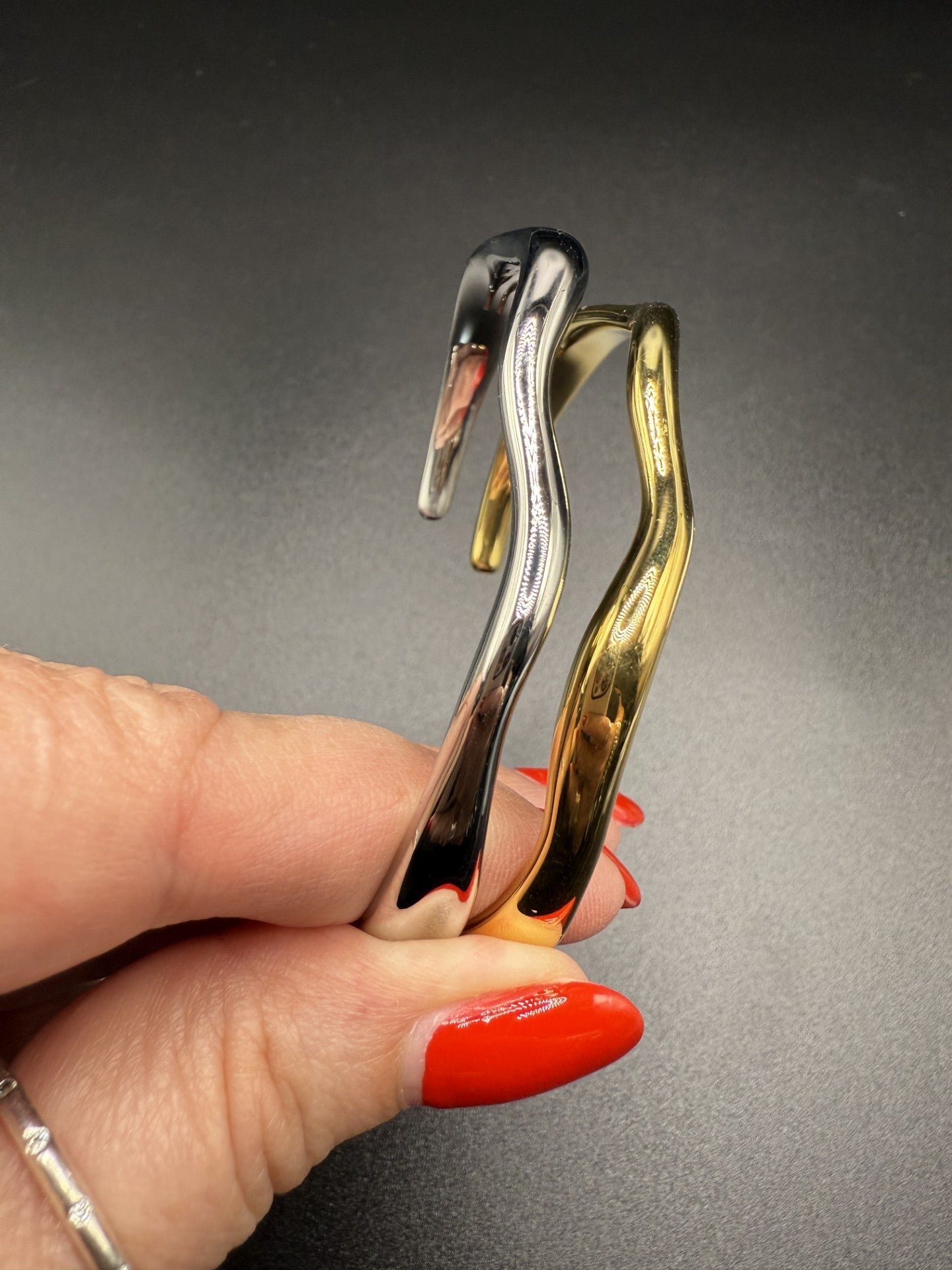 Wave Style Torque Bangle in Gold - NOSTRUM