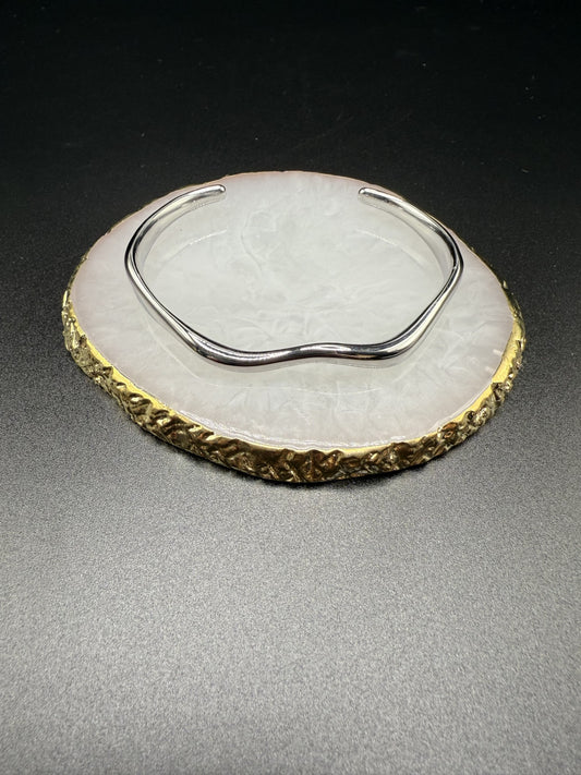Wave Style Torque Bangle in Silver - NOSTRUM